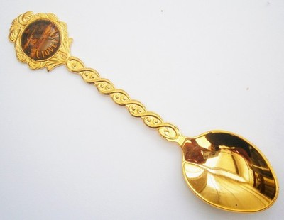 SW965) Clovelly goldfarben Vintage Souvenir Sammler Löffel
