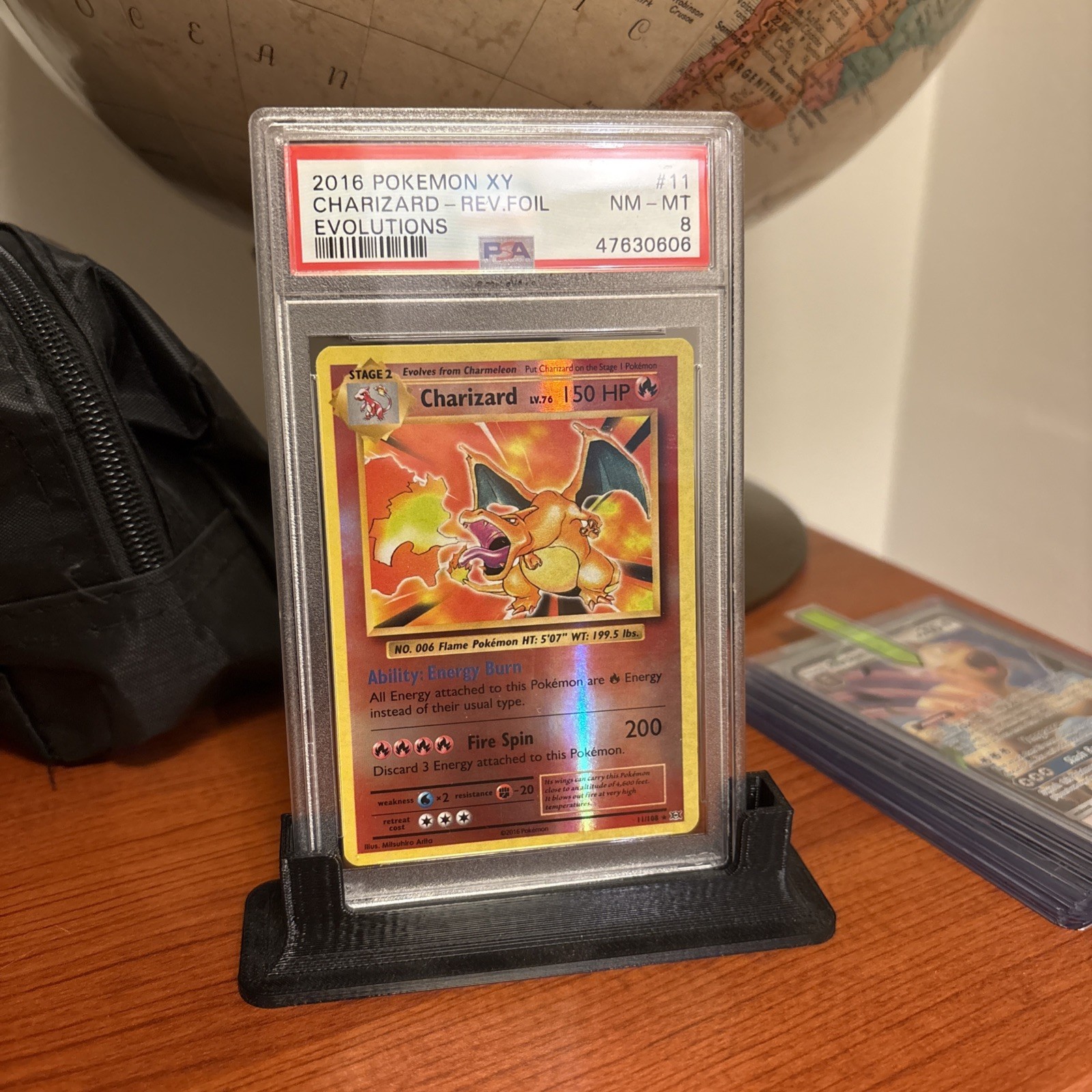 2016 POKEMON XY EVOLUTIONS #11 CHARIZARD-REVERSE FOIL PSA 8