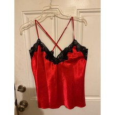 Fredericks of Hollywood Red Satin Lace Cami Shorts Set XL