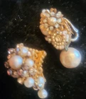 New Listing2 Unrelated Signed Miriam Haskell Earrings ("Gold" and Baroque "Pearl") Earrings