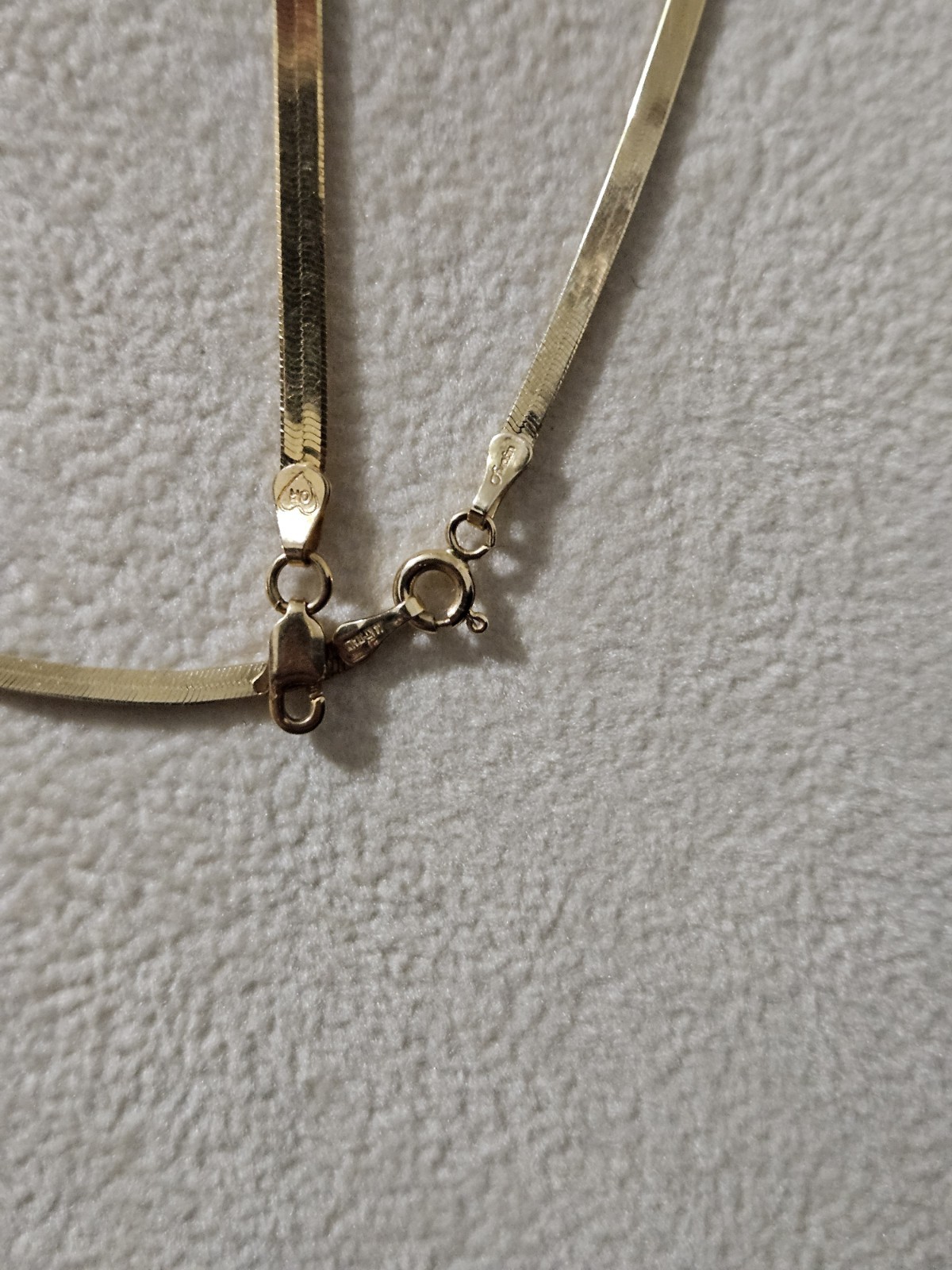 14k Solid Gold Herringbone Necklace Bracelet Yell… - image 3