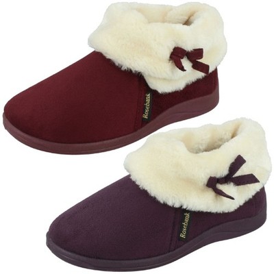 Rose Bank Damen Memory Foam Velours Stiefel Hausschuhe Sharon