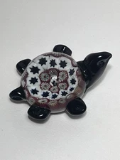 Vintage Murano Art Glass Millefiori Multicolor Decorative Turtle Paperweight