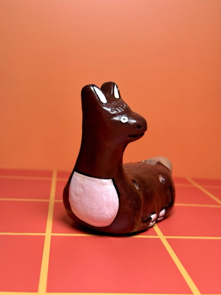 Silbato flauta llama ocarina arte popular peruano vintage pintado a mano cerámica Foto 3 de 4