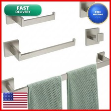 Hiuqixe 5-Piece Bathroom Hardware Set, 23.6 In Towel Bar, Brushed Nickel FX5J-LS