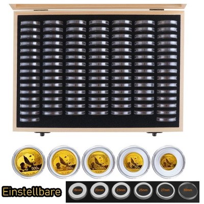 Holz Münzen Displays Aufbewahrungsbox Mit 100Kapseln Container Samml Organizer