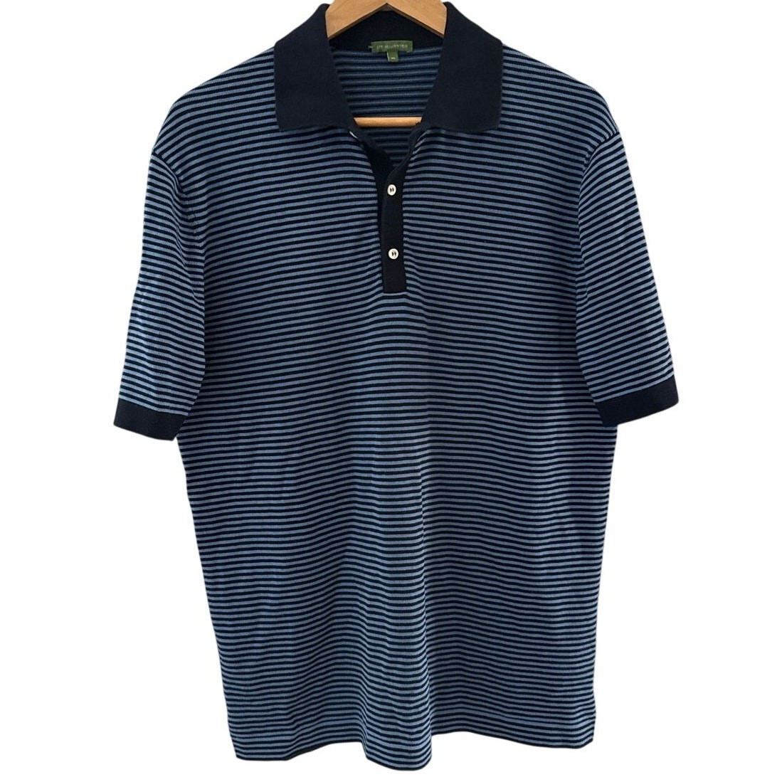 Sid Mashburn Rally Short Sleeve Striped Polo Sweater Blue Size XL