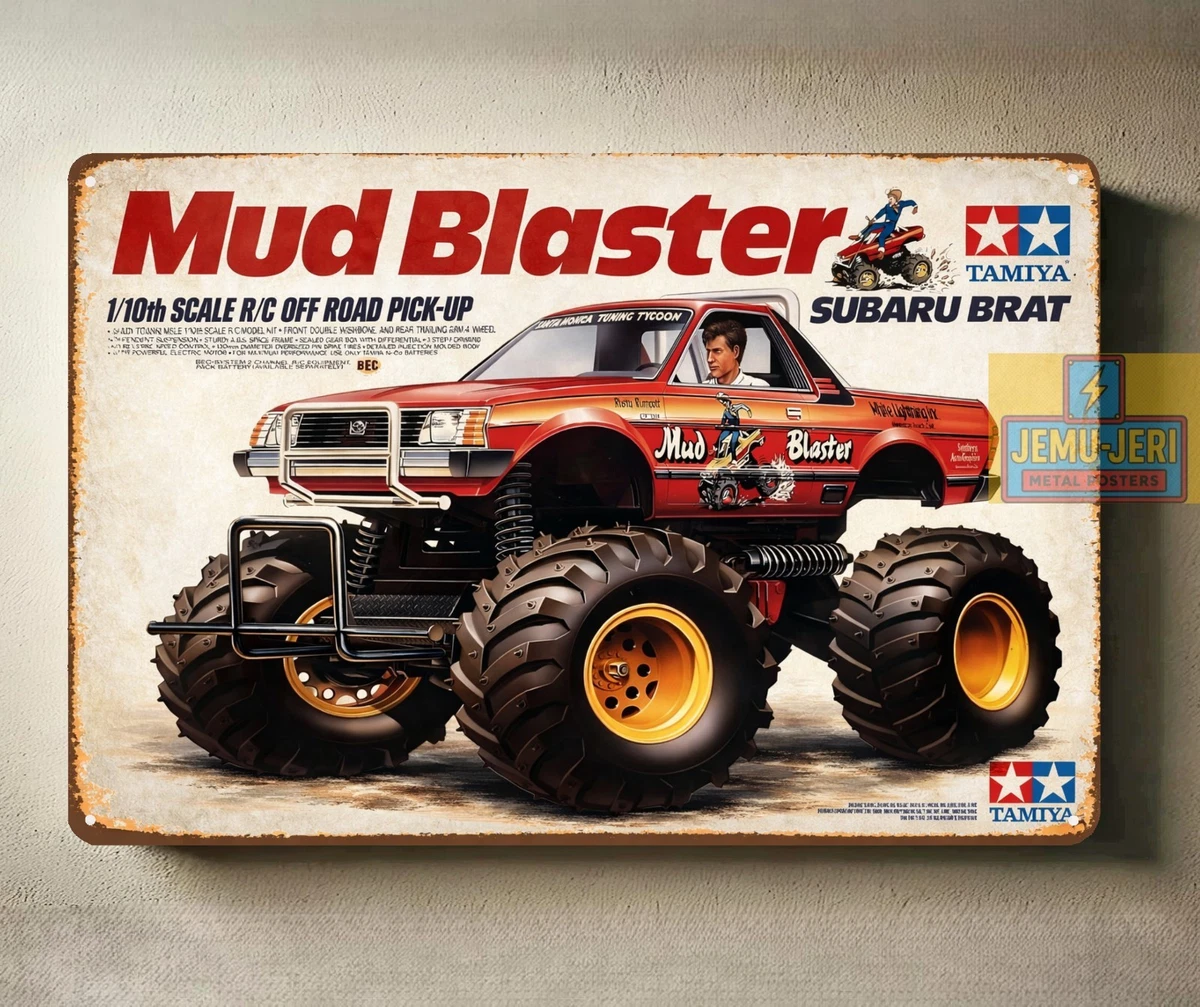 Tamiya Mud Blaster Rc Car Metal Poster - Tin Sign - Size:20x30cm