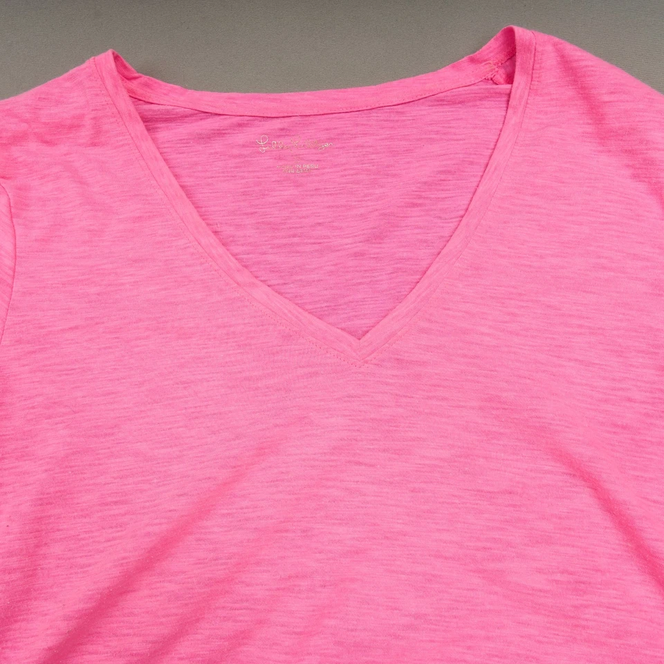 Lilly Pulitzer Etta V Neck Top Sz S Pink Cotton Blend T Shirt V Neck Lot of Two - Image 3 of 4