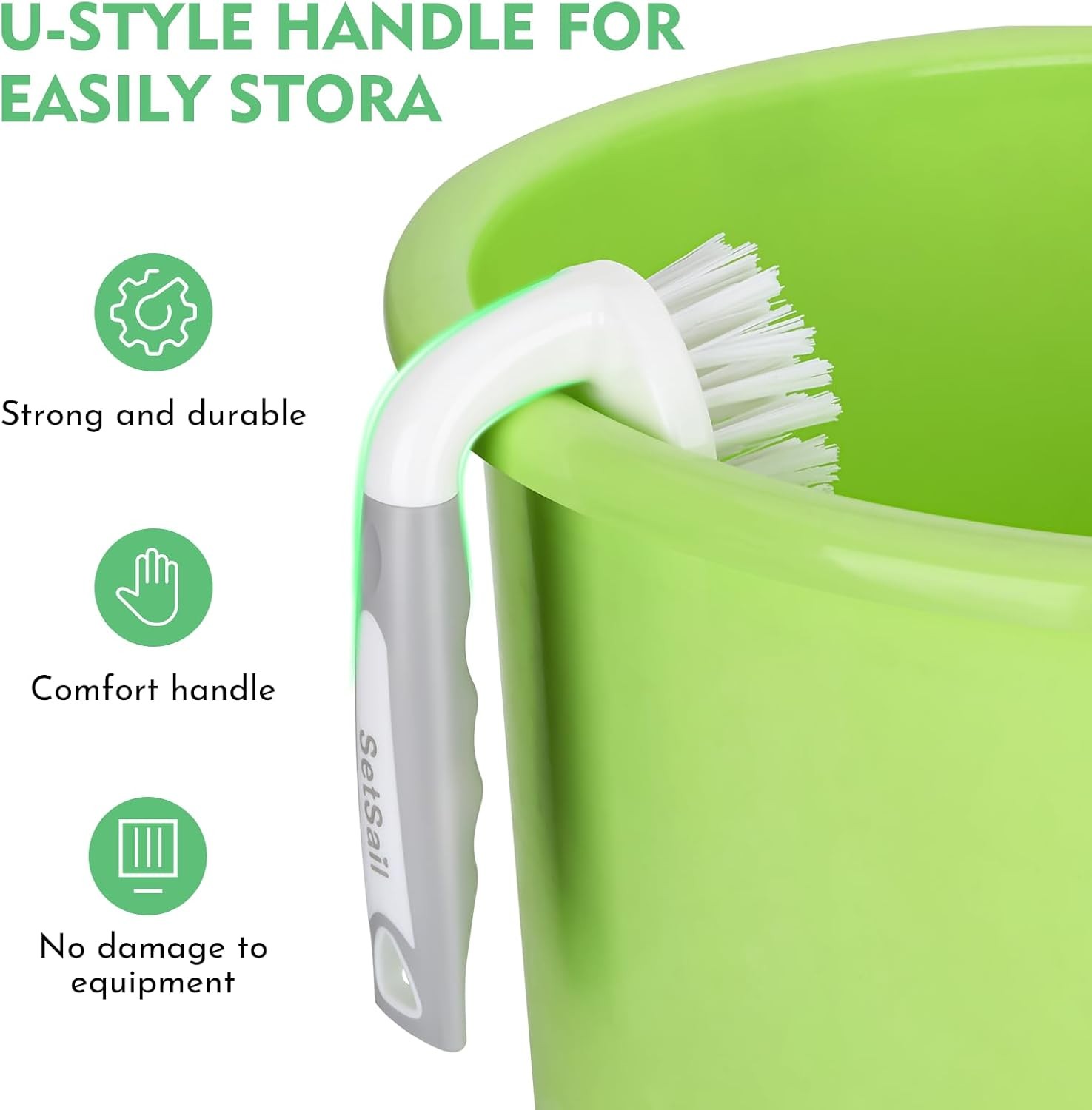 SetSail Heavy-Duty Scrub Brush 2 Pack Stiff Bristles for Shower Bathroom Kitchen