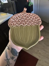 Boston International Ceramic Acorn Dish    6 3/4” x 5 1/2”