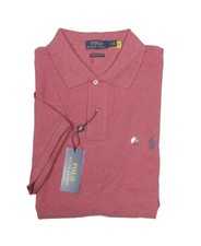 Polo Ralph Lauren Men's Red Heather Custom Slim Fit Mesh Polo Shirt (M)