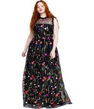 City Studio Womens Alluring Mesh Overlay Ruffled Maxi Gown Dress