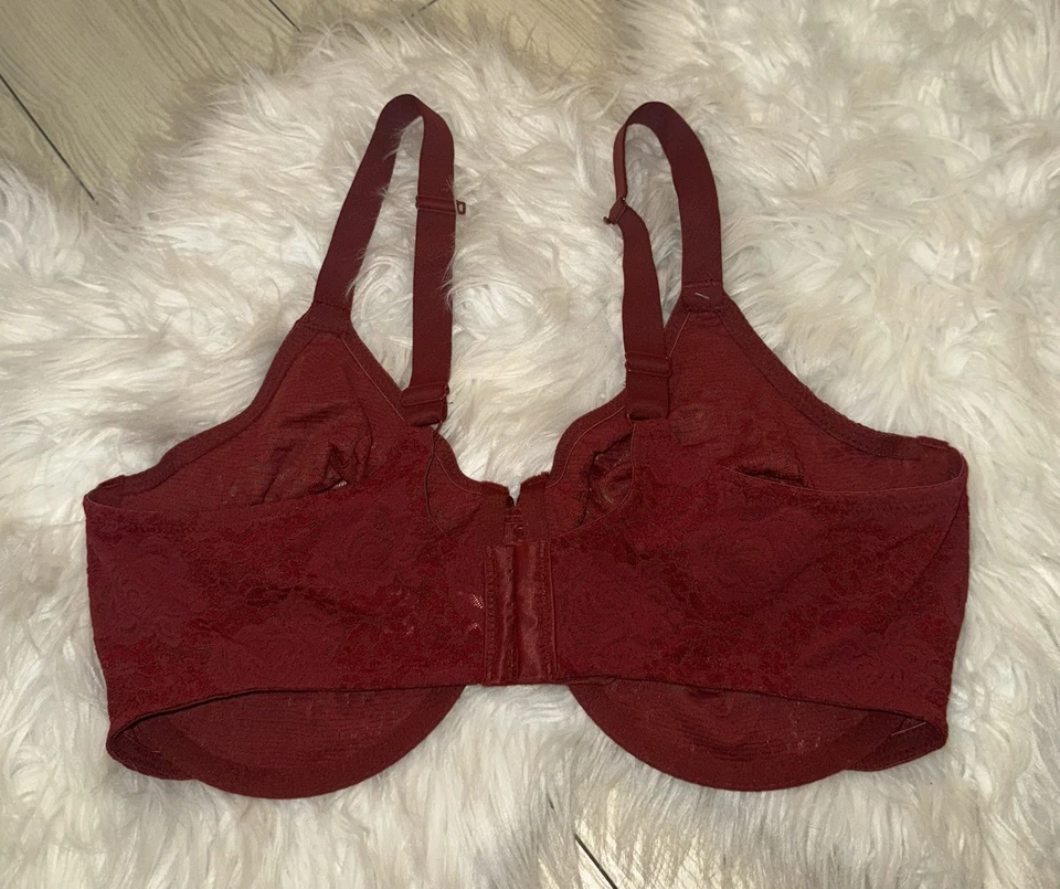 Wacoal 851205 Halo Lace Bra Sheer Unlined Unpadded UW Womens 40DD Red Orange New - Image 4 of 4