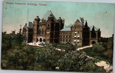 Postcard CAN ONT Toronto Ontario Parliament Buildings glitter pinhole