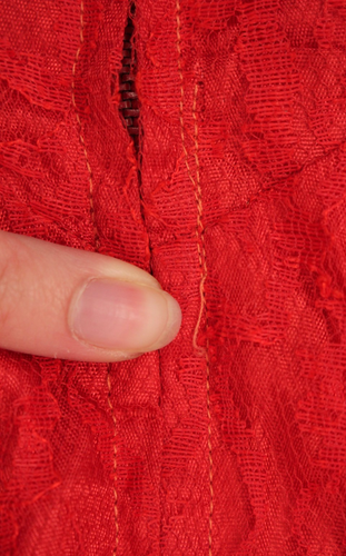 VTG Women's 50s Red Lace & Velvet Trim Formal Dress / Gown Sz XXS/XS 1950s - Picture 10 of 14