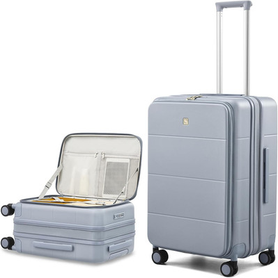 Expandable 24'' Hardside Luggage with Spinner Wheels - Lightweight Grey Suitcase