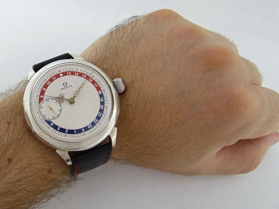 Omega 24-Hour Day & Night Antique 1912-1916 Swiss Amazing Art Deco Silver Watch - Image 2 of 4