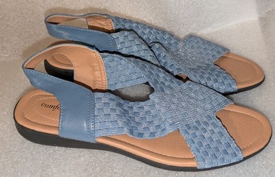 ComfortView Blue Woven  Slingback Woven Fabric Sandal Flats Size 9