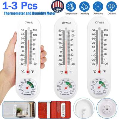 Wall Mini Thermometer Indoor Outdoor Mount Garden Greenhouse Home Humidity Meter