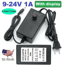 Adjustable Voltage Power Supply Adapter AC 100-240V DC 9-24V 1A With LED Display