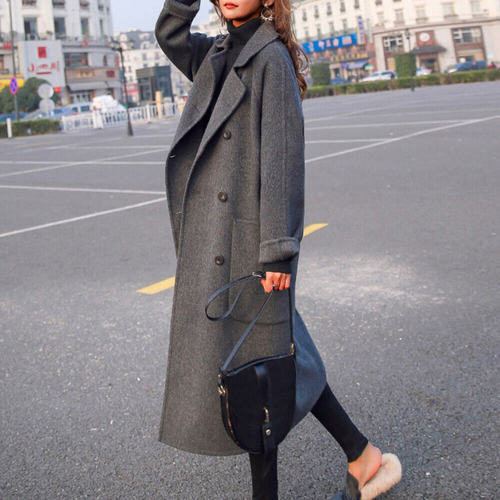 Damenmantel Reverskragen Wollmantel Damen Winter Lang Trenchjacke Oberbekleidung - Bild 5 von 15