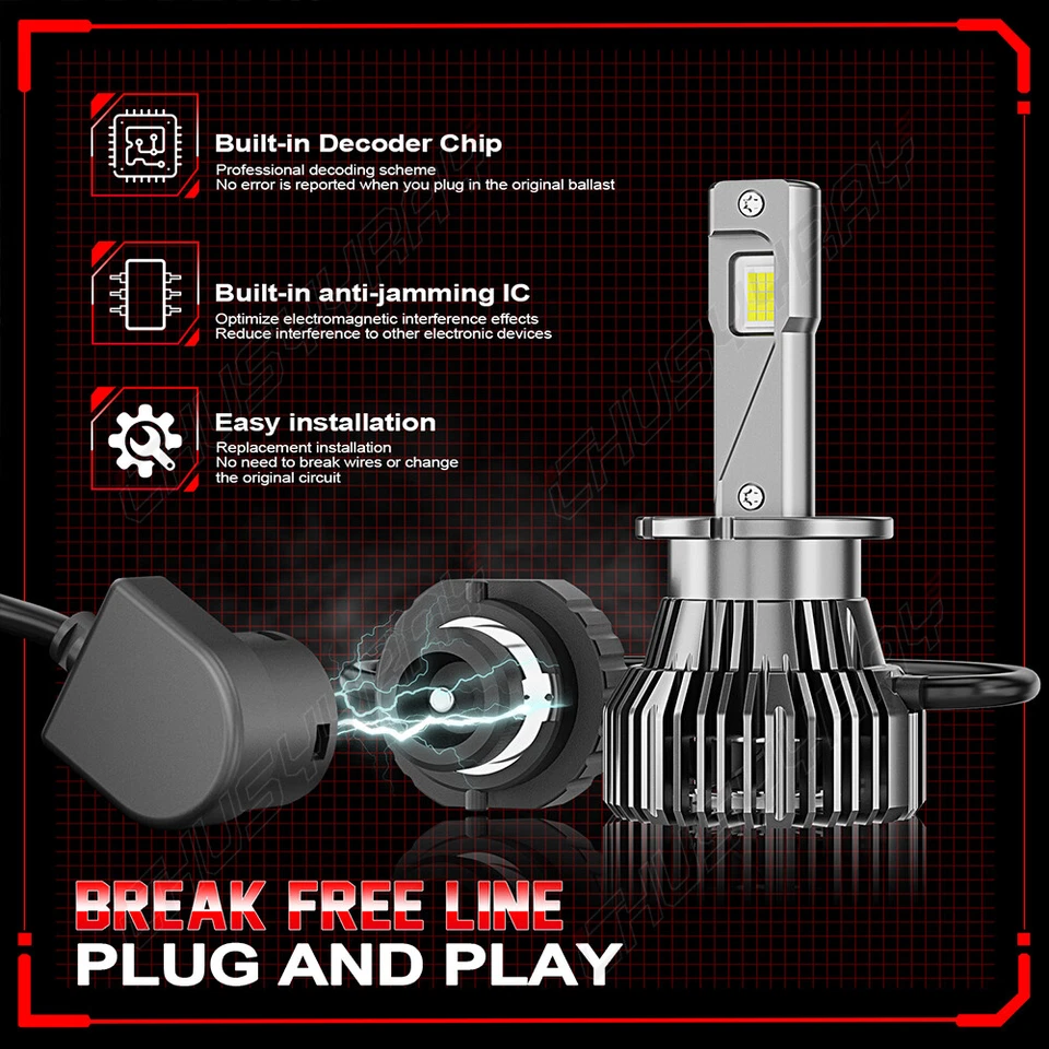 For NISSAN MAXIMA 2002-2003 2pc D2S Xenon HID LED Headlight Hi Low Beam Bulb Kit - Image 4 of 4