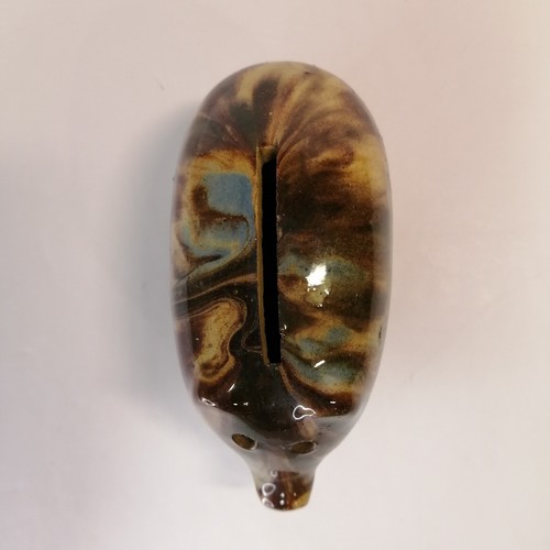 Antique Pottery Piggy Bank Drip Glaze Stoneware Hole Eye Coin Bank - Picture 7 of 15