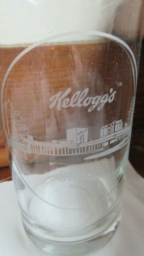8 Vtg Etched Kellogg's Cereal Omaha, Nebrasks NE Hal Reed Crystal Glasses Glass - Picture 2 of 3
