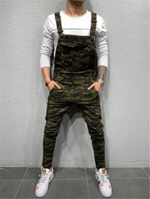 Mens Jumpsuits Slim Bib Pants Denim Overalls Suspender Trousers Skinny Jean