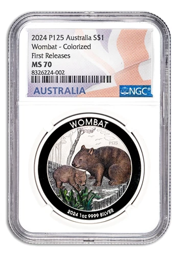 2024 Australia Wombat 1 oz Silver Colorized Coin NGC MS70 First Releases