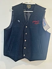 WYOMING TRADERS WOOL VEST SZ L ELLINGSON ANGUS RANCH LETTERING NEW COLOR BLACK