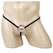 Men's Metal Ring Thong Open Crotch G-String Panties Tangas Stylish Guy Underwear