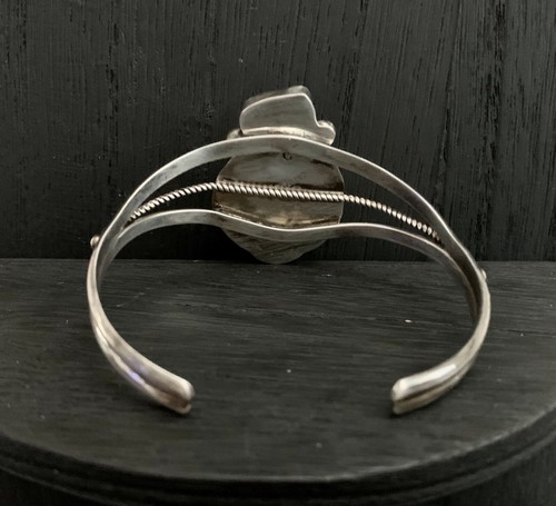 Vintage Navajo Jerry Cowboy 925 Sterling Silver Turquoise Coral Cuff Bracelet - Picture 4 of 14