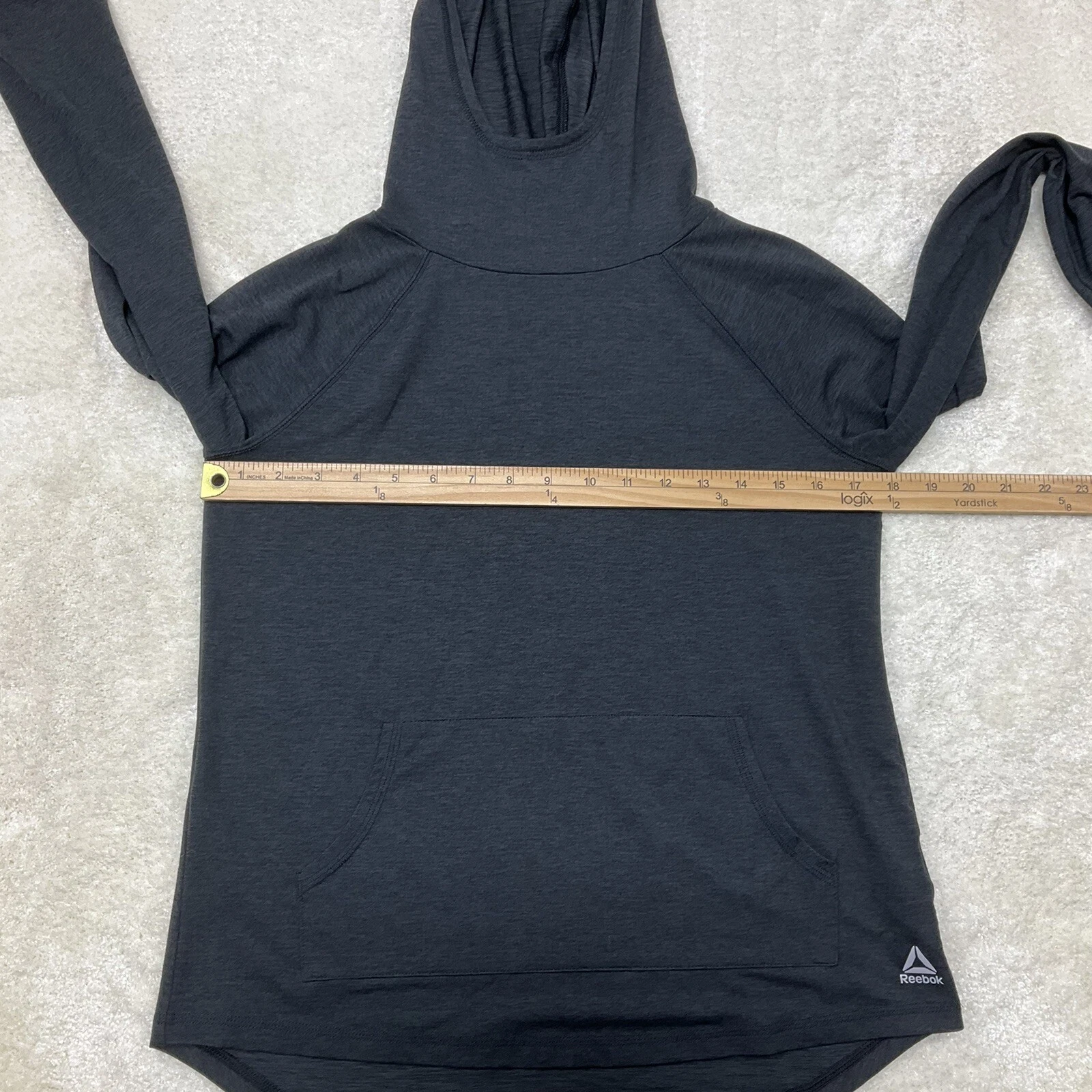 VETEMENTS Felpa con cappuccio Reebok ragazzo taglia XL (16) manica lunga abbigliamento sportivo grigio scuro