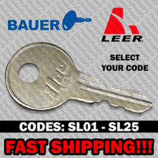 Bauer Leer Truck Cap Tonneau Cover Key Cut To Code Sl01-sl25 Bauer Leer Truck Cap Tonneau Cover Key Cut To Code Sl01-sl25