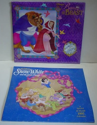 Disney calendar 1994 Beauty and the Beast 1995 Snow White and the Seven Dwarfs