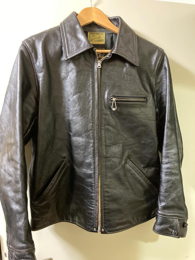 JOE McCOY Horsehide Sports Jacket Black Leather Size 40 Used JOE McCOY Horsehide Sports Jacket Black Leather Size 40 Used