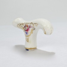 Antique Meissen Porcelain Cane Or Parasol Handle - Walking Stick Umbrella 2