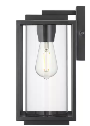 Progress Lighting Macstreet 12" 1-Light Matte Black Outdoor Wall Lantern Glass - Picture 4 of 5