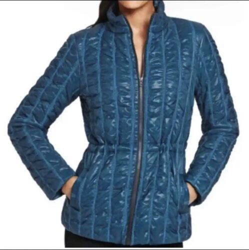 CAbi Poseidon Style 914 Blue Puffer Quilted Jacket Coat Medium
