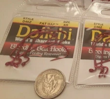 12-pack LOT Daiichi Bass red worm Hooks 4/0 Fat Gap Bleeding  D46Z