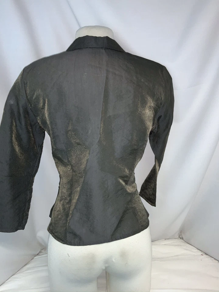 Rossodisera Skirt Suit S Gray Green Viscose Nylon 3 Button Italy YGI J0-205 - Image 4 of 4