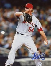 BUDDY BOSHERS ACTION ANAHEIM ANGELS SIGNED 8X10 W/COA 