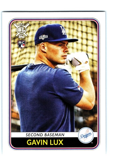 A Gavin Lux 2020 Topps rookie card listed on eBay, highlighting the base design and the kind of listing collectors might encounter in the secondary market.