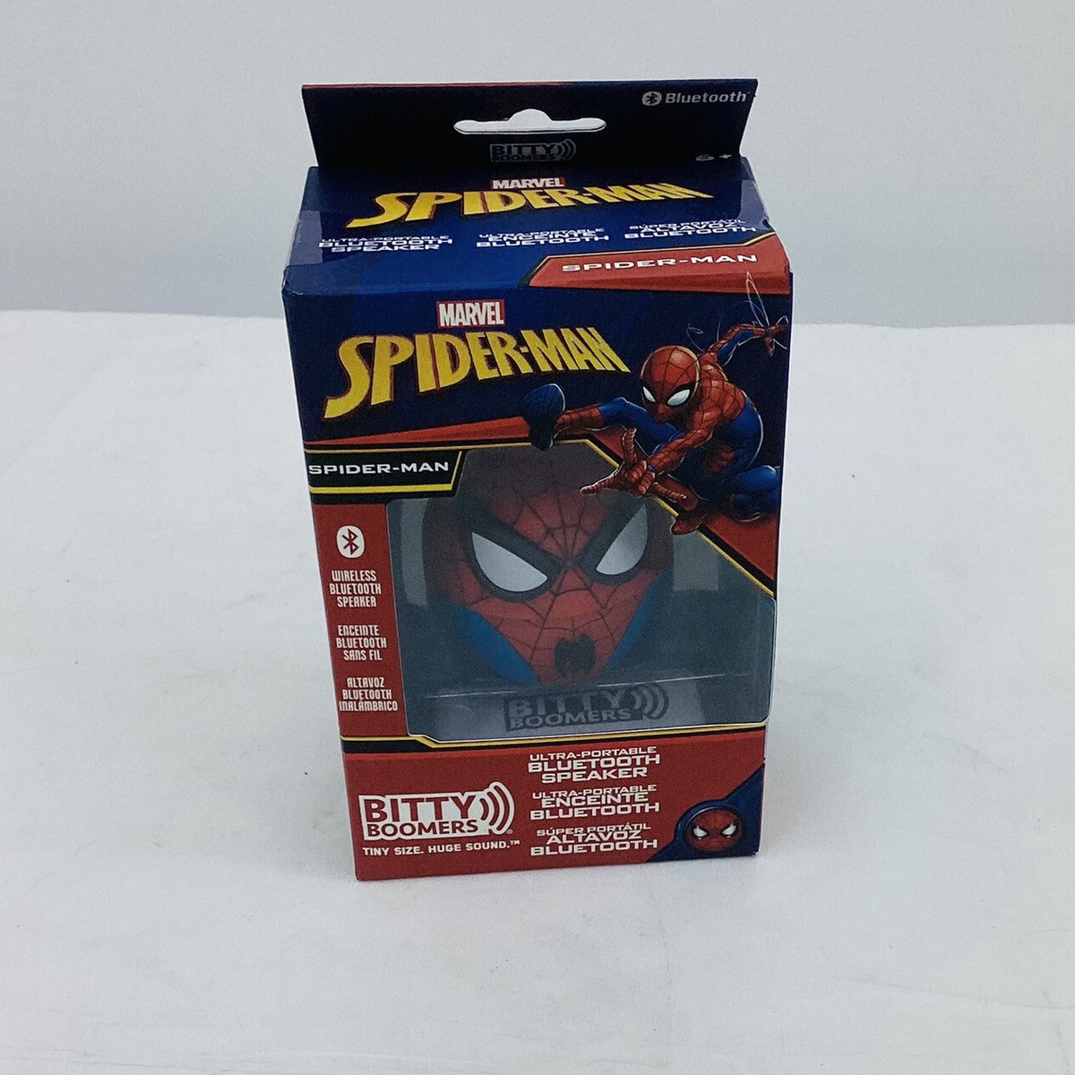 Bitty Boomers Marvel Bluetooth-Lautsprecher – Spider-Man Design, Ultraportabel, Bis Zu 4h Akku, Mit Clip