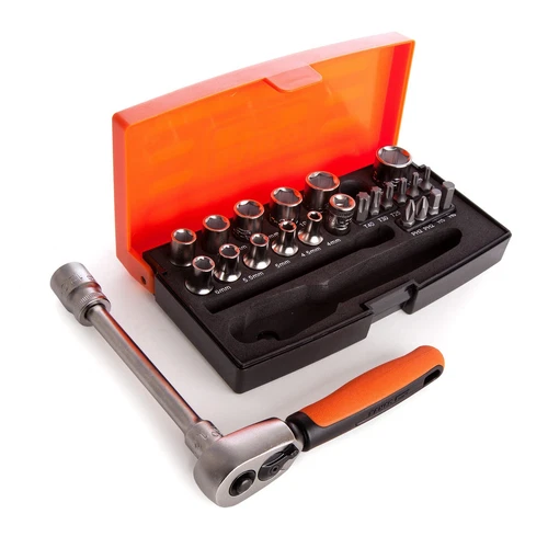 BAHCO SL25 25 Piece 1/4" Hex Sockets + Mini 1/4" Ratchet & Screwdriver Bit Set