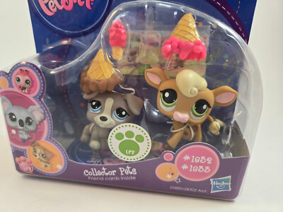RARE Littlest Pet Shop Jack Russell #1832 Cow #1833 ice cream  NEW in Package