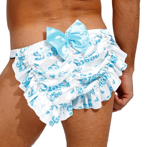 Mens Sissy Satin Briefs Print French Maid Frilly Panties Crossdress Underwear - Picture 22 of 153