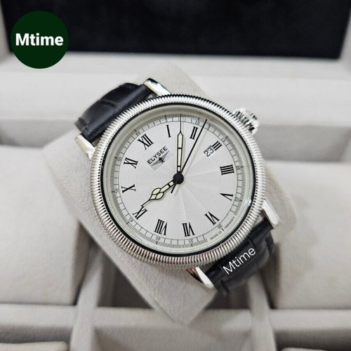 RARE ELYSEE Classic Aviator White Dial Automatic ETA Sapphire Dress Men Watch